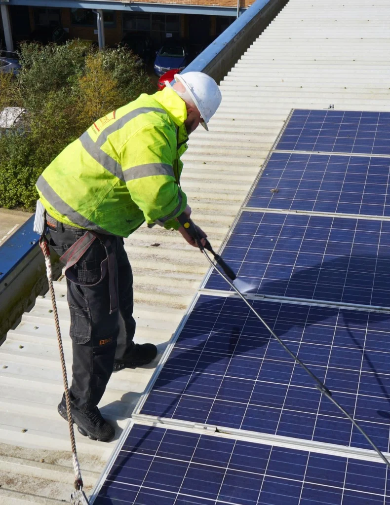 Solar panel washing a commercial property