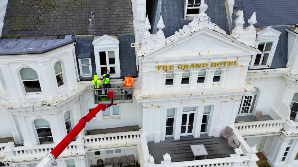 grand hotel eastbourne being attended by Ben's Gutters Commercial cleaners to clear gutters