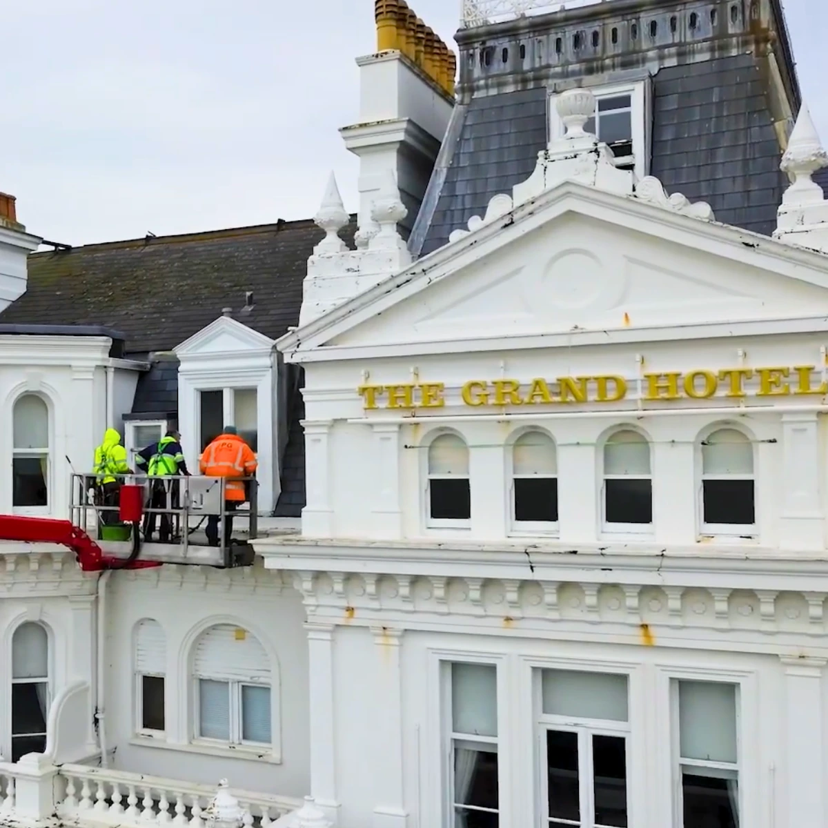 Grand hotel eastbourne being cleaned by ben's gutters commercial