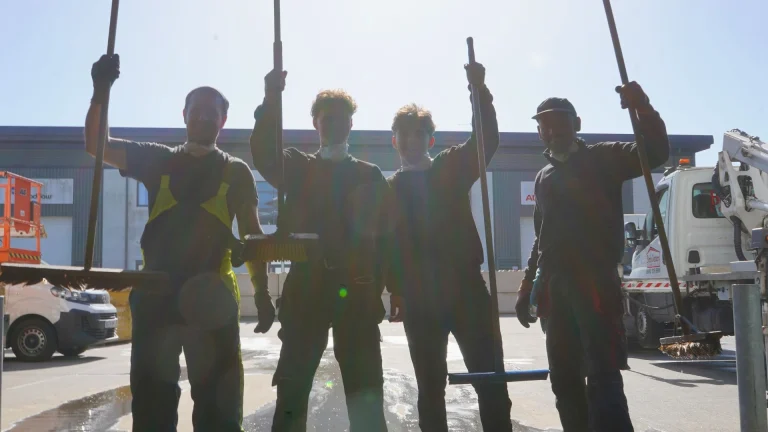 Team of commercial cleaners successfully cleaning the inter